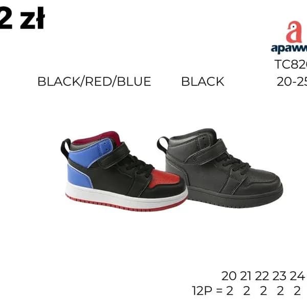 Buty sportowe dziecięce Apawwa TC826, rozmiary 20-25, rzep