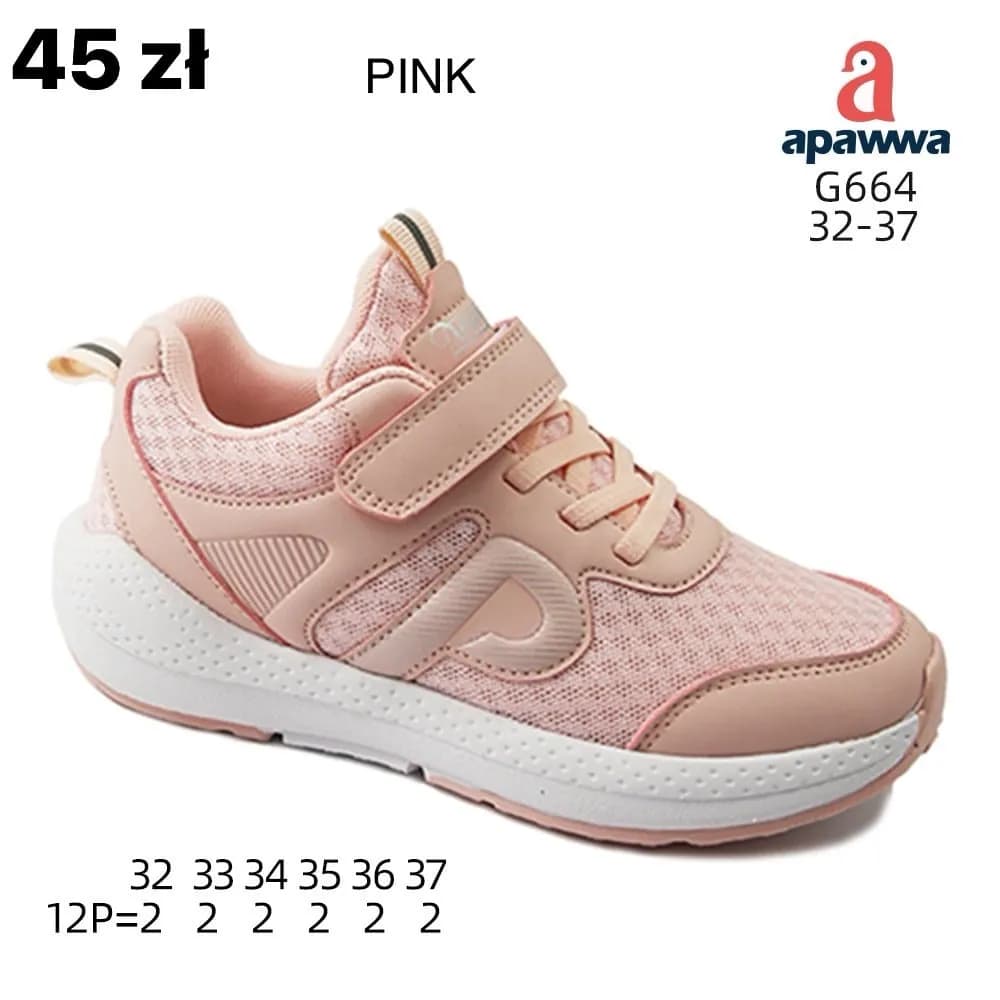 Buty SPORTOWE DZIECIĘCE Apawwa G664 Pink, Rozmiary 32-37, na Rzep