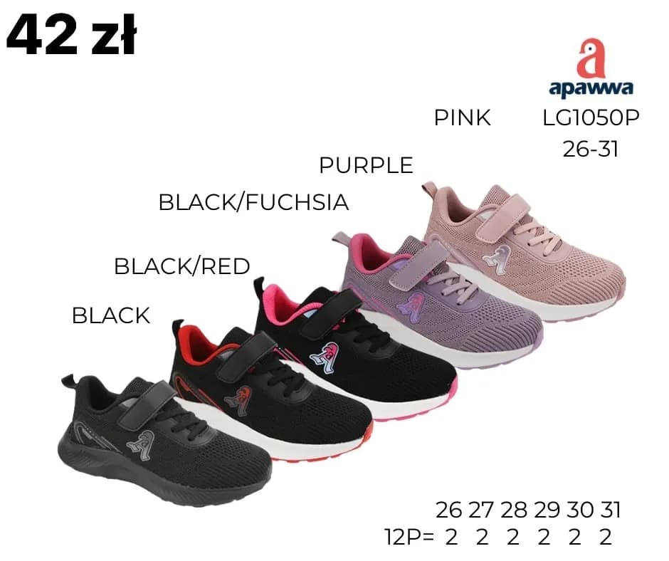 SPORTOWE DZIECIĘCE buty Apawwa LG1050P, rozmiary 26-31, mix kolorów