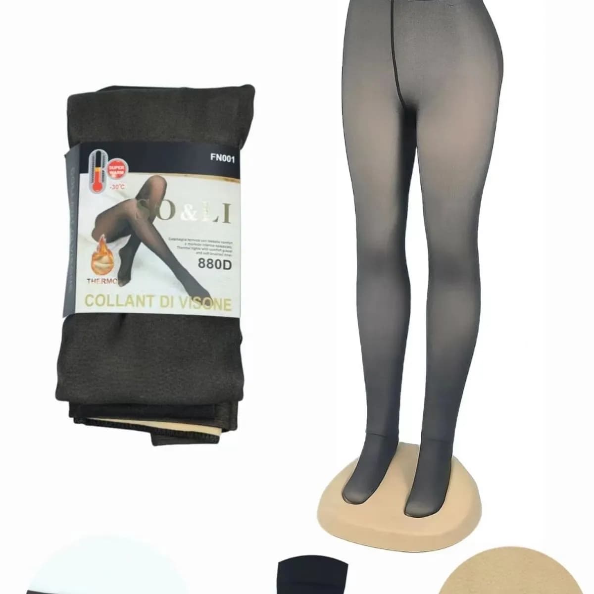 Rajstopy damskie ocieplane 880D Thermo SO & LI, efekt skóry