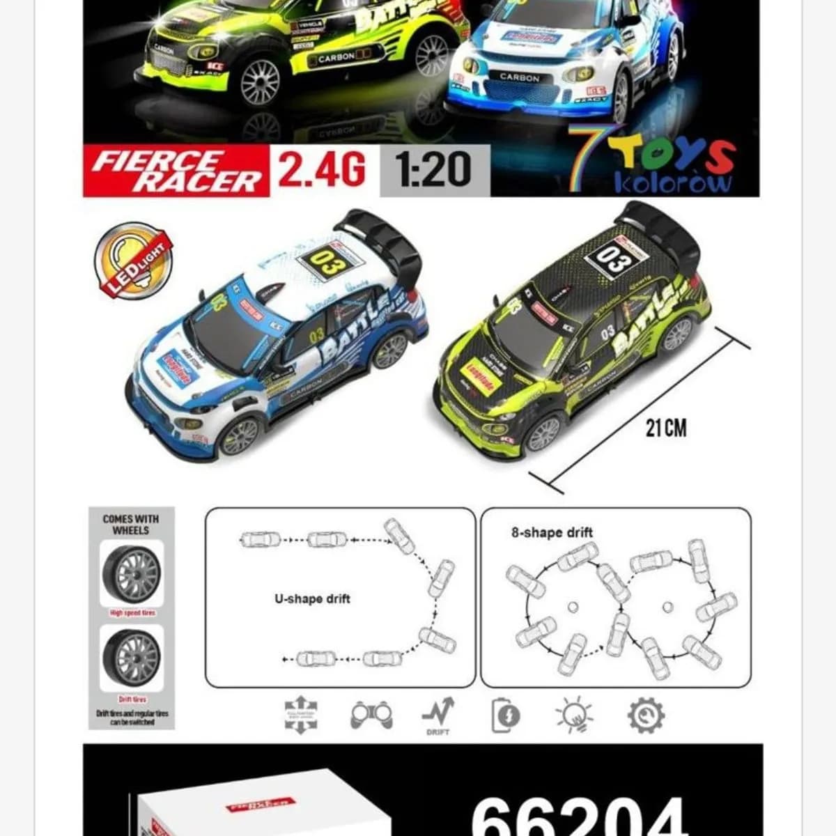 Sterowany Samochód Fierce Racer 2.4G 1:20 21cm Drift LED