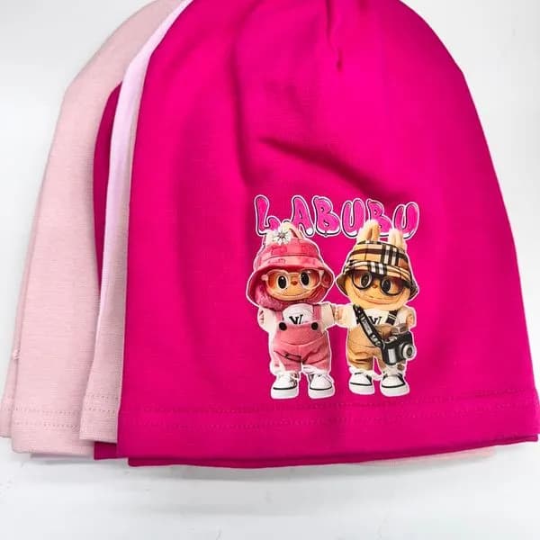 CZAPKI DZIECIĘCE bawełniane Labubu, mix kolorów, 10 szt.