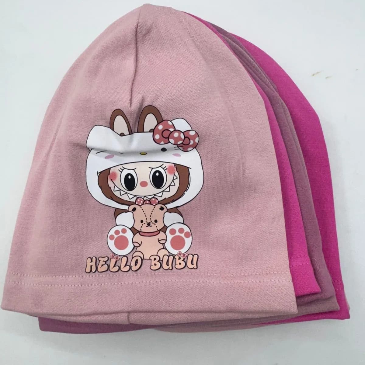 CZAPKI DZIECIĘCE bawełniane Hello Bubu, mix kolorów różowych