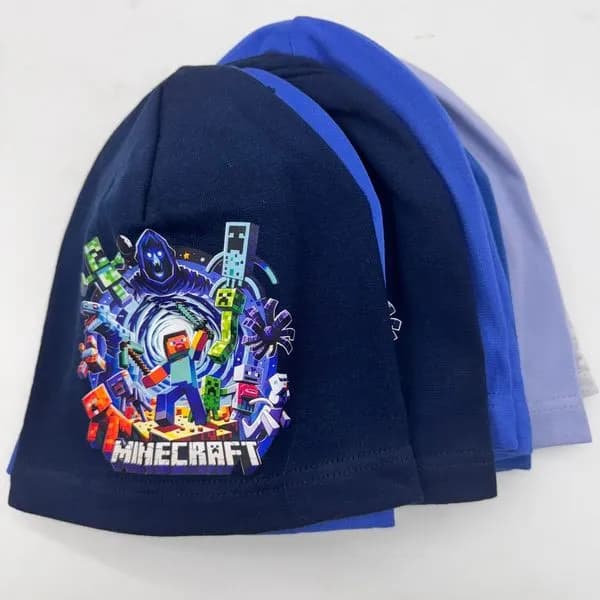 CZAPKI DZIECIĘCE Minecraft, mix kolorów niebieskich, 10 szt.