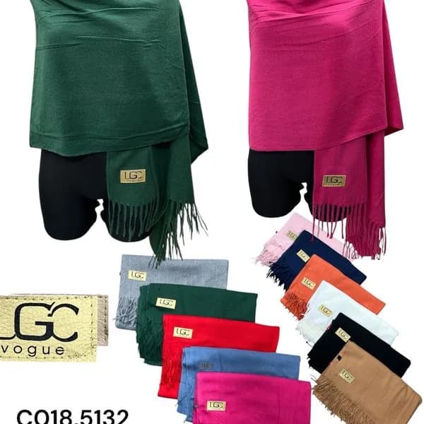 SZALIK DAMSKI LGC Vogue Cashmere z frędzlami, mix kolorów