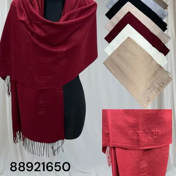 Szalik damski bawełna wiskoza tłoczony wzór z frędzlami