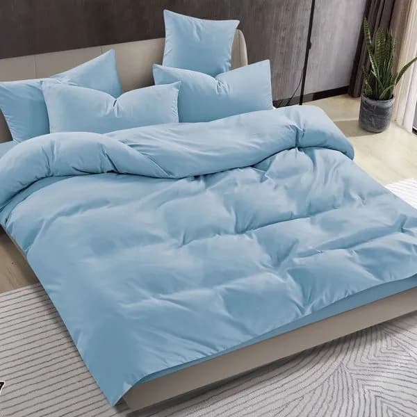 Pościel bawełniana gładka błękitna 160x200 cm