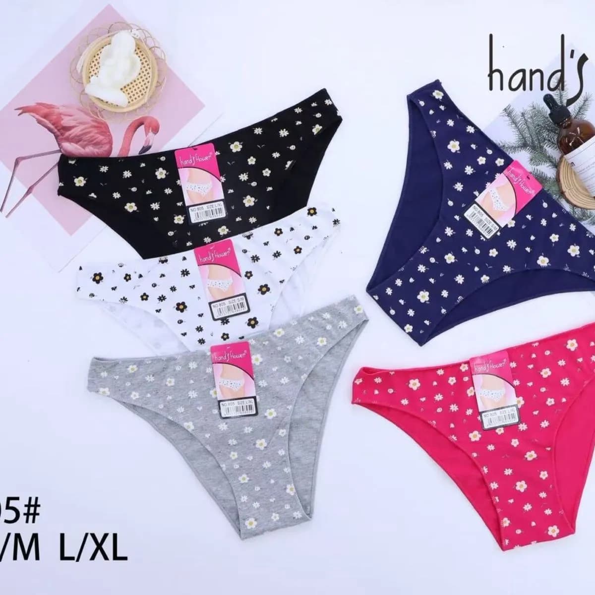 Majtki damskie Hand Flower N805 S/M/L/XL wzór kwiatowy