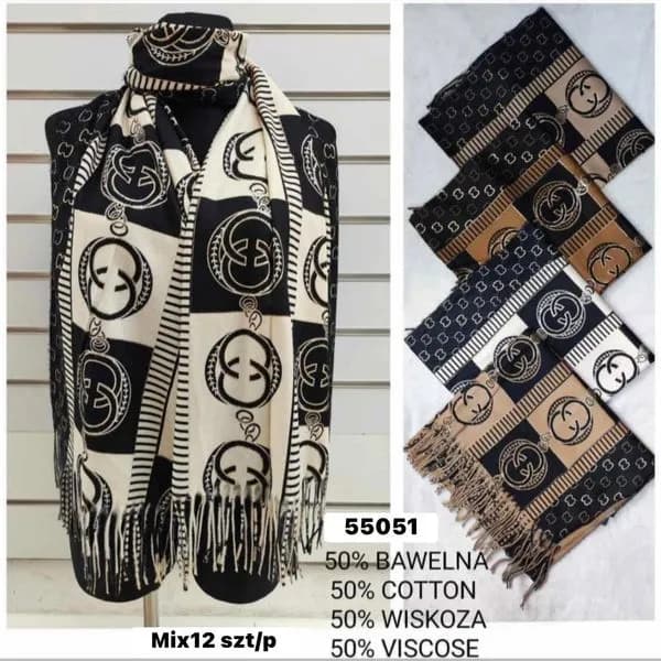 Szaliki damskie Mix 12 szt/paczka 55051