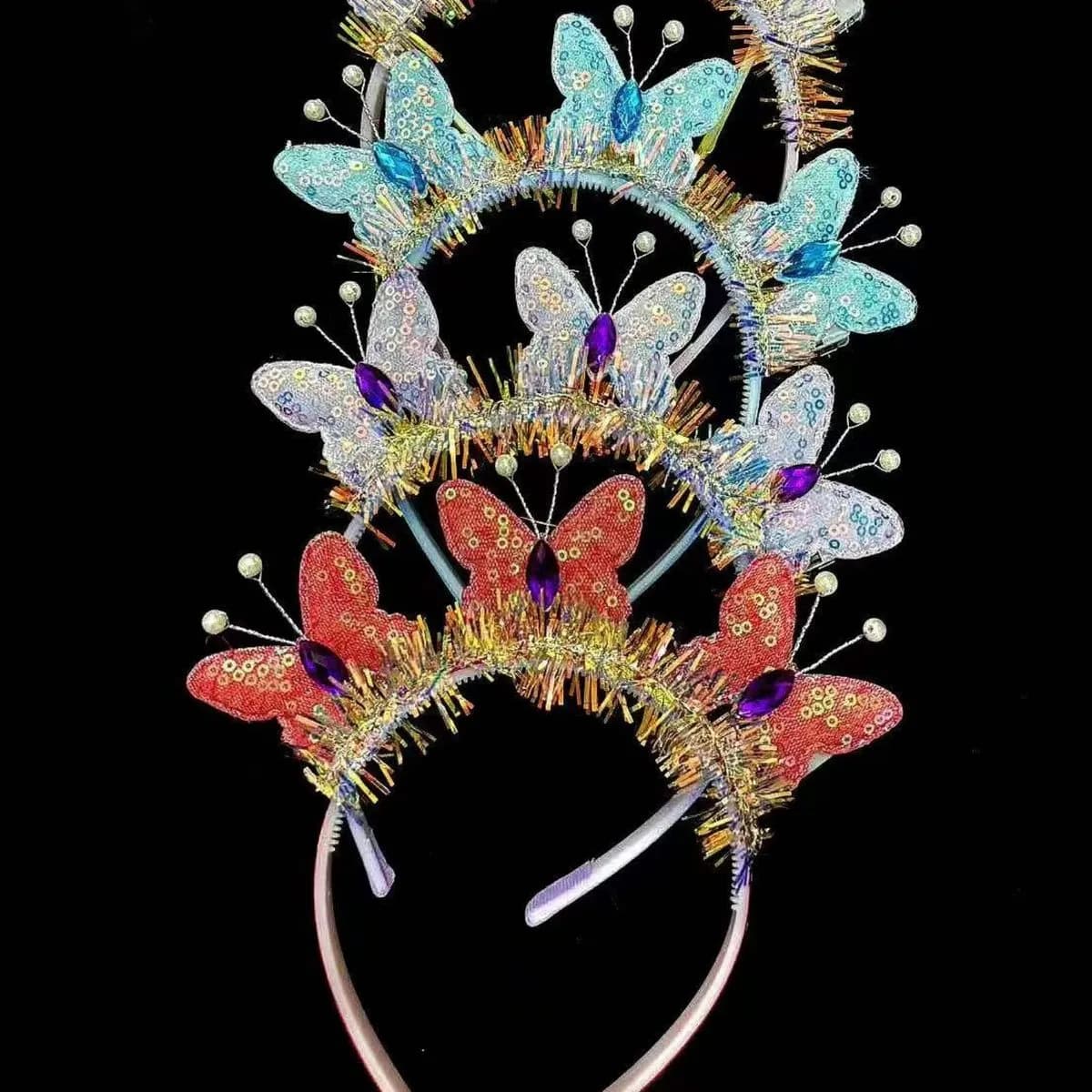 Opaska na głowę z motylami i brokatem dla dzieci