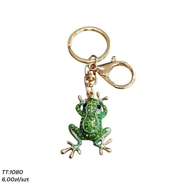 Brelok Żaba Zielona z Kryształkami TT-1080
