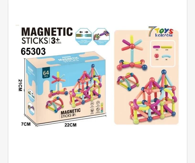 Zabawki Magnetic Sticks 64PCS