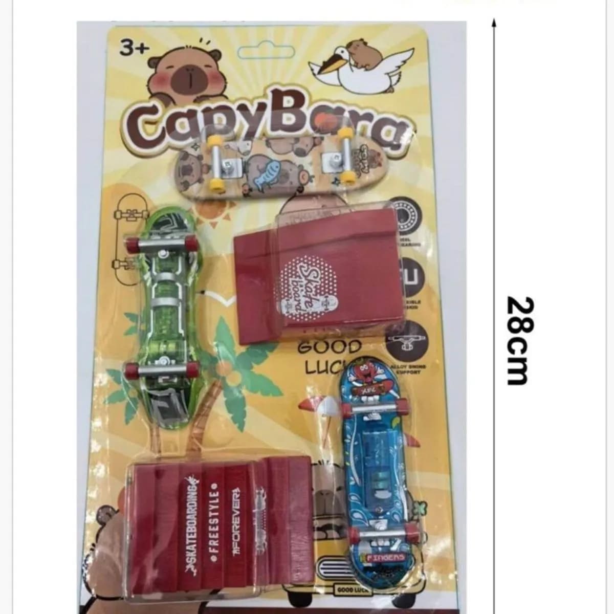 Mini Deskorolka na Palce Zestaw Capybara z Rampami 28cm