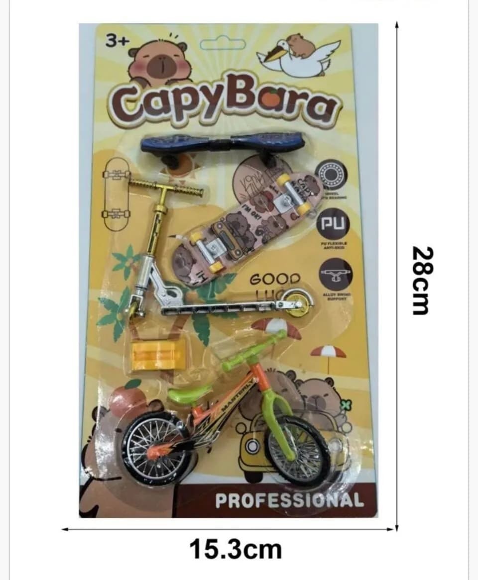 Mini Deskorolka na Palce Zestaw CapyBara Rower Hulajnoga 28cm