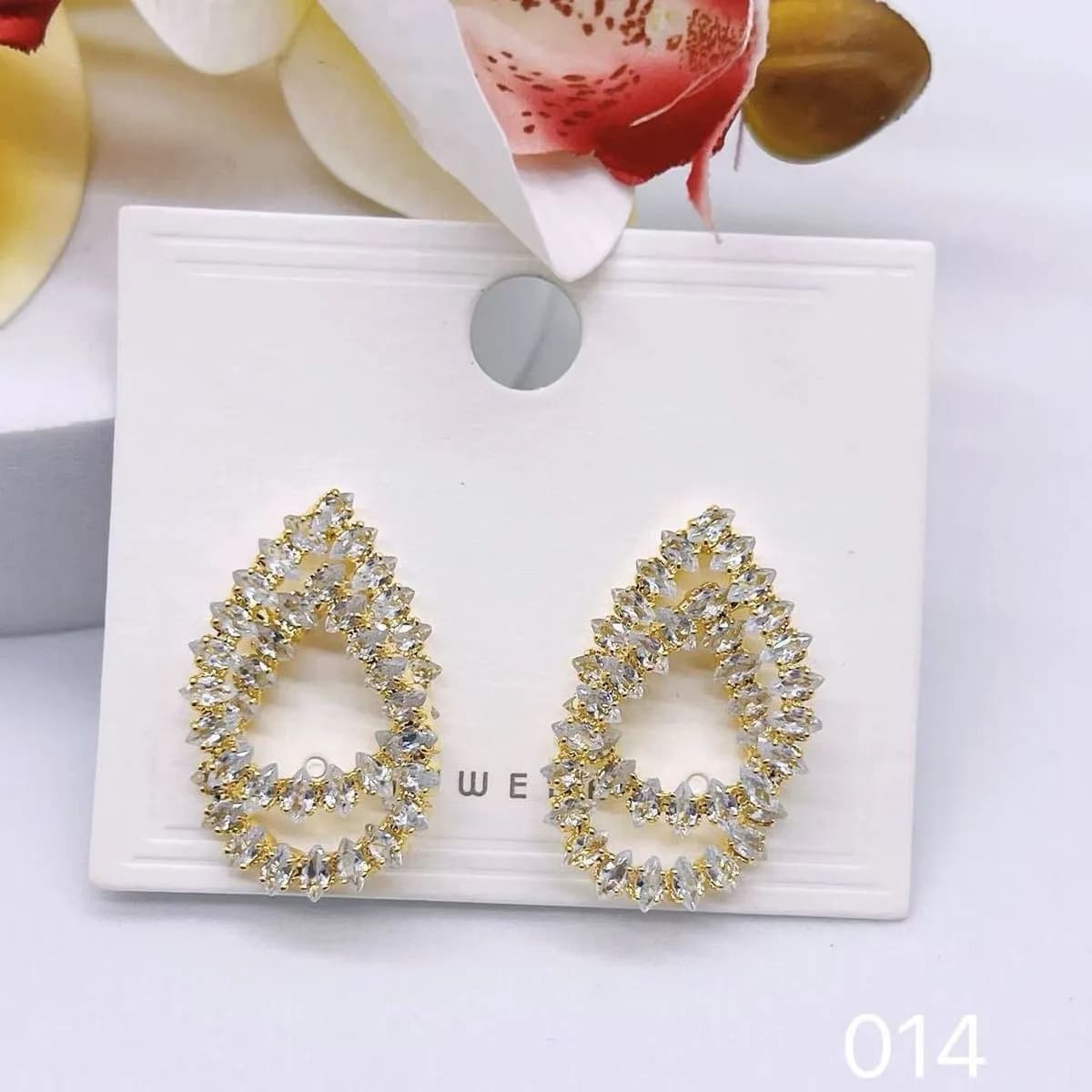 Kolczyki damskie złote cyrkonia łza 290825-110