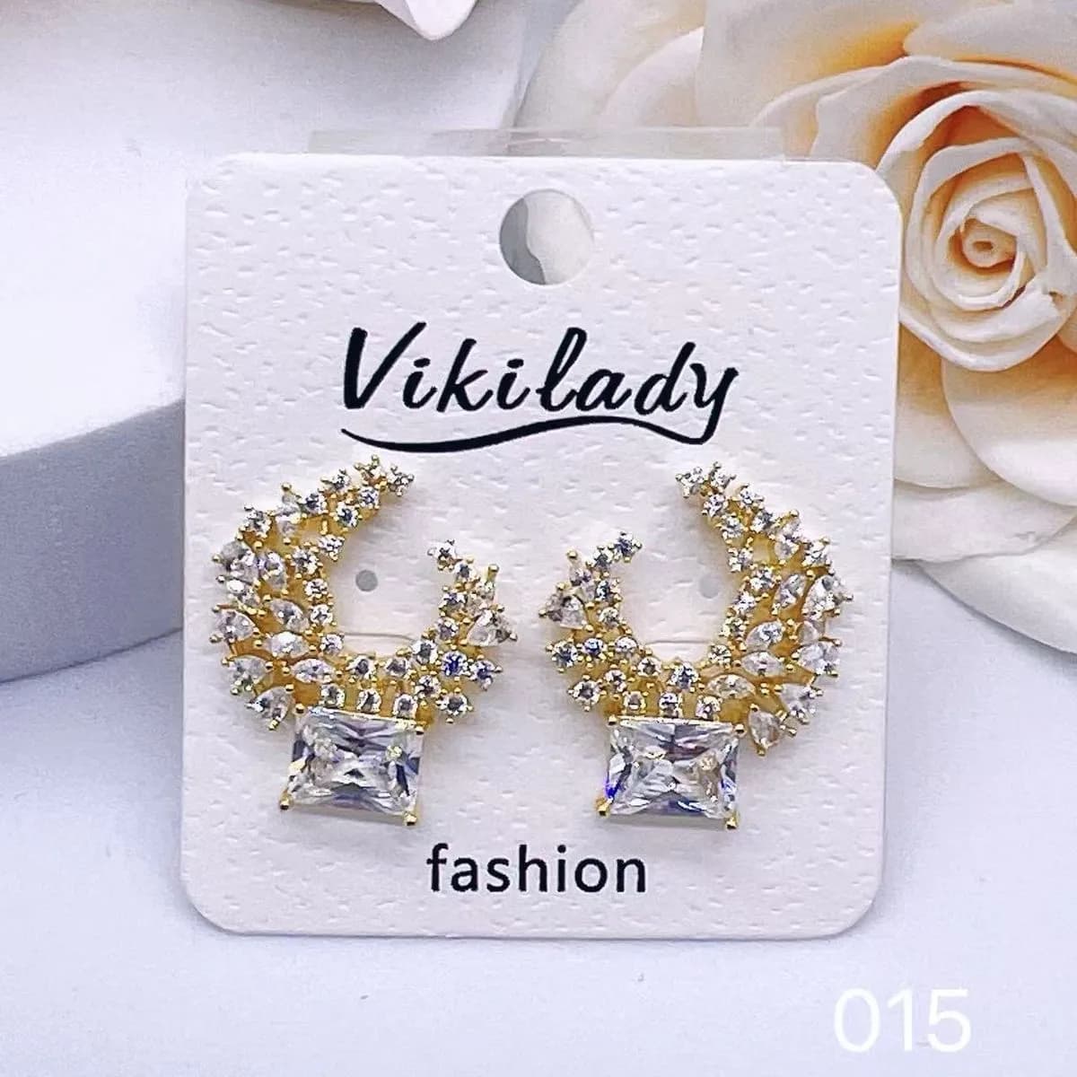 Kolczyki damskie Vikilady złote z cyrkoniami