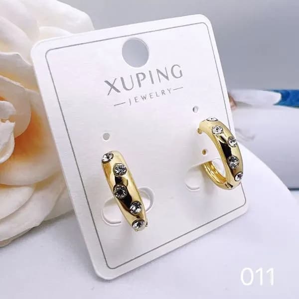 Kolczyki Damskie Xuping Złote Koła z Cyrkoniami 24 szt.