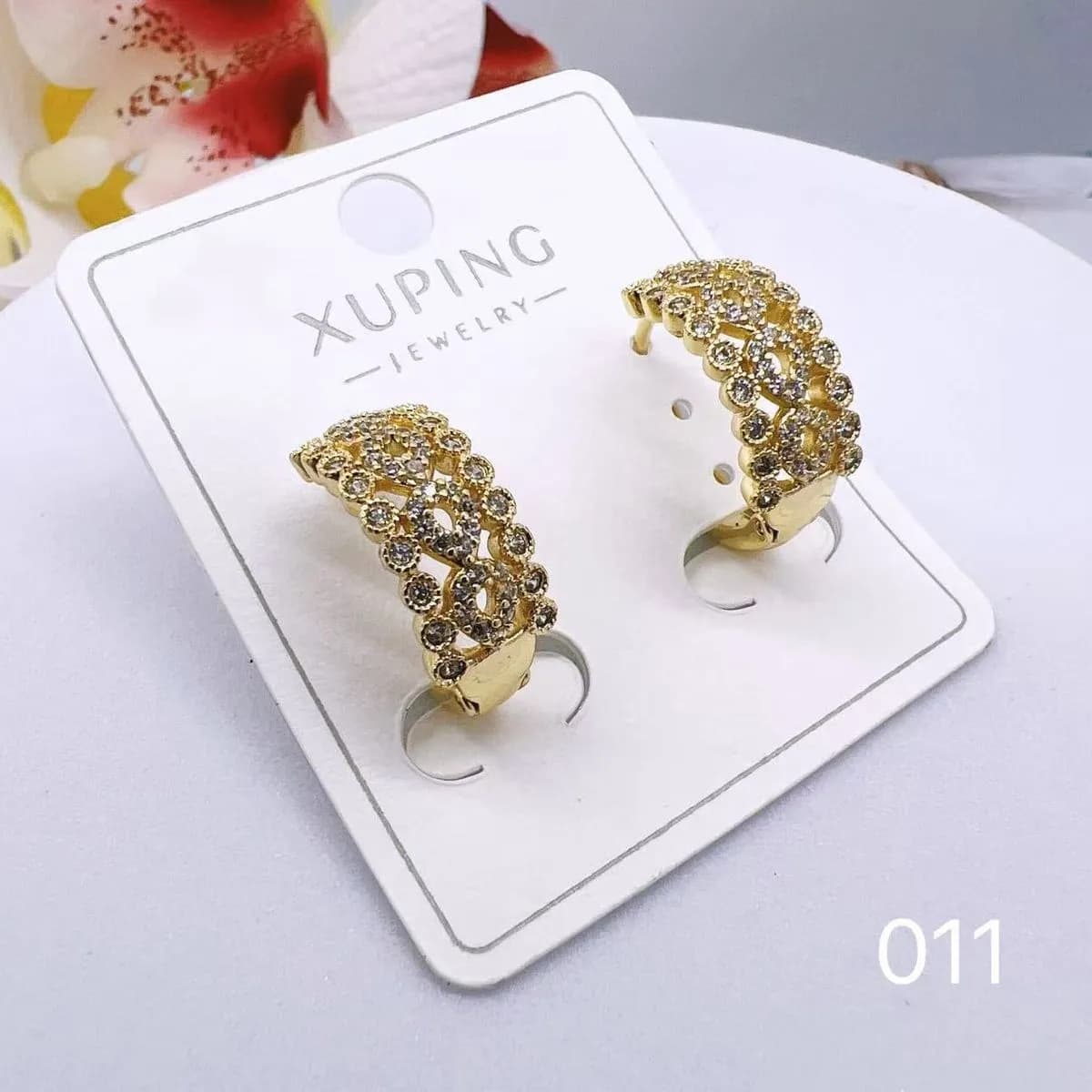 Kolczyki Damskie Xuping Złote Ażurowe z Cyrkoniami