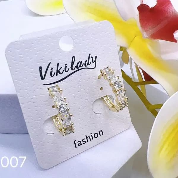 Kolczyki damskie złote z cyrkoniami Vikilady, 24 szt/paczka
