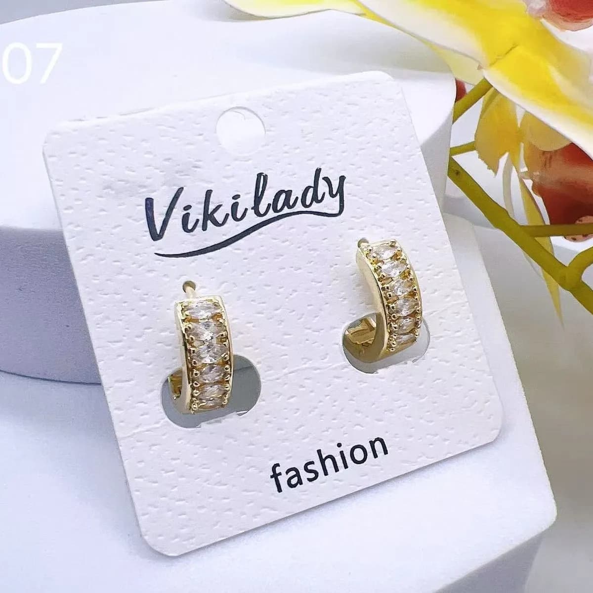 Kolczyki Damskie Vikilady Złote z Cyrkoniami - 24 szt.