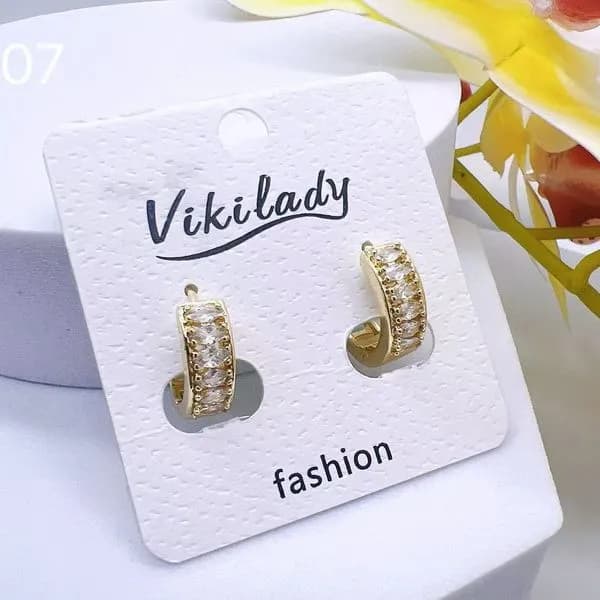 Kolczyki Damskie Vikilady Złote z Cyrkoniami - 24 szt.