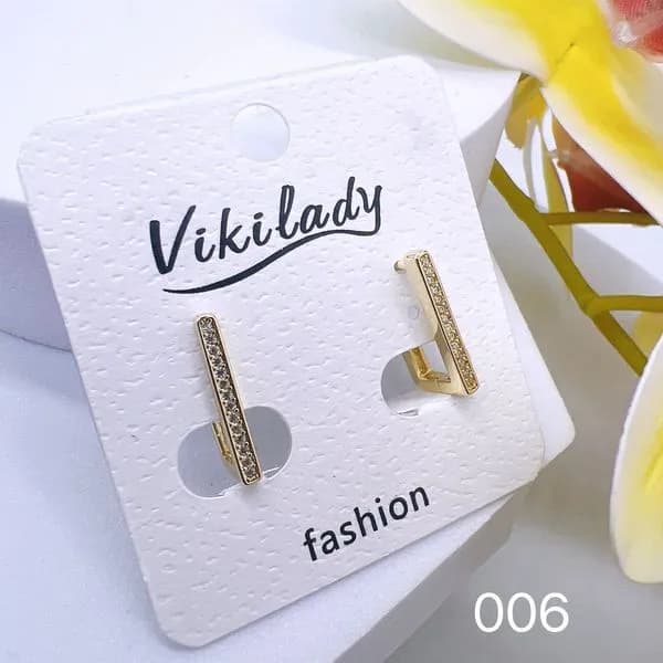 Kolczyki Damskie Vikilady Złote z Cyrkoniami Geometryczne 24 szt.