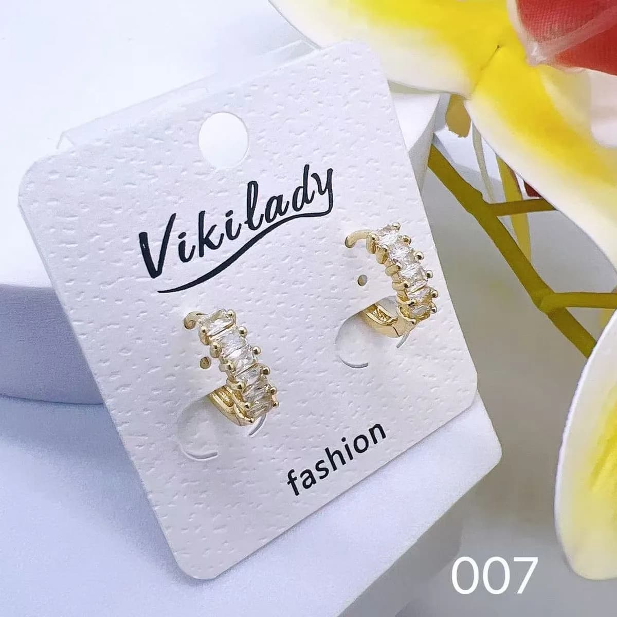 Kolczyki Damskie Vikilady Złote z Cyrkoniami - 24 szt.