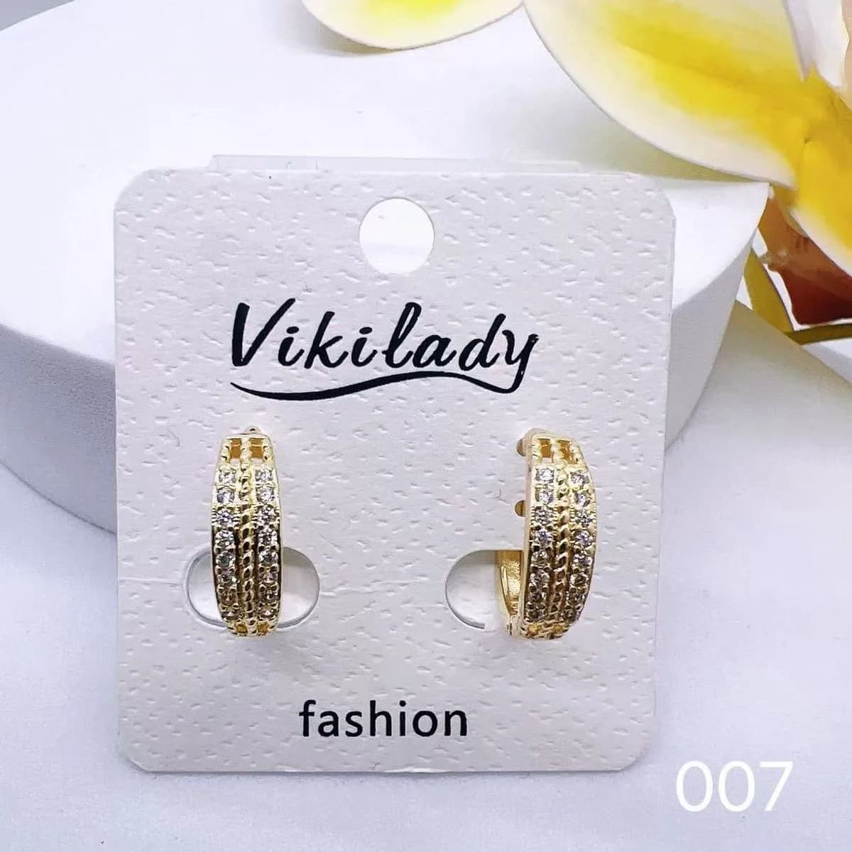 Kolczyki Damskie Złote Koła z Cyrkoniami Vikilady 24 szt.