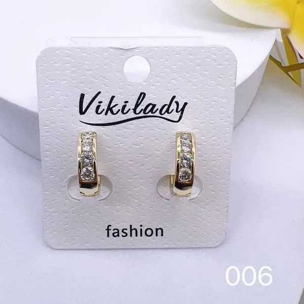 Kolczyki Damskie Vikilady Złote z Cyrkoniami - 24 szt.