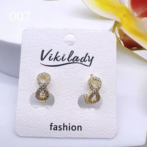 Kolczyki Damskie Vikilady Złote Nieskończoność z Cyrkoniami