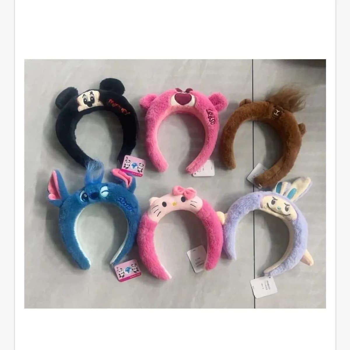 Pluszowe Opaski do Włosów z Postaciami Disney 12szt