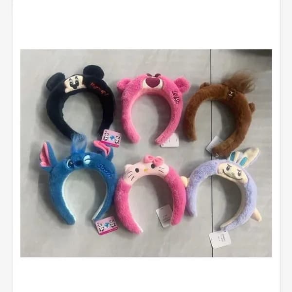 Pluszowe Opaski do Włosów z Postaciami Disney 12szt