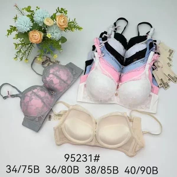 Biustonosz Damski Push-up Koronkowy Różne Kolory Rozm. 34/75B-40/90B