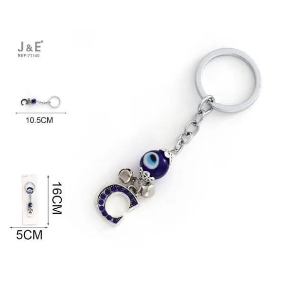 Brelok z podkową, okiem nazar i dzwoneczkiem 10,5 cm