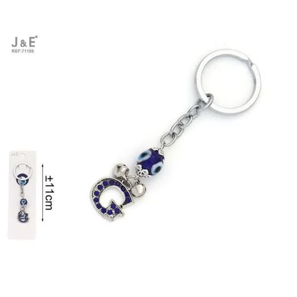 Brelok do kluczy z literą G i niebieskim okiem 11+1 cm