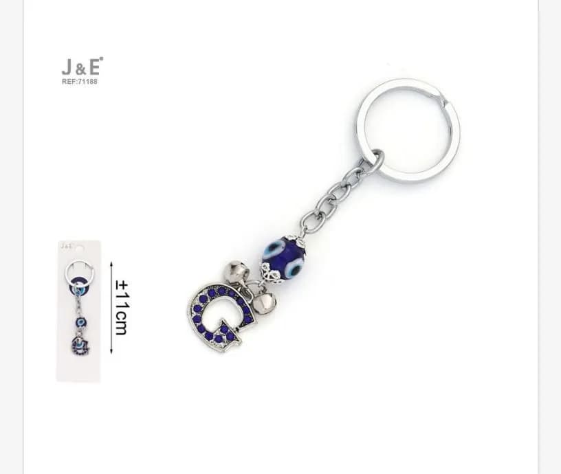Brelok do kluczy z literą G i niebieskim okiem 11+1 cm