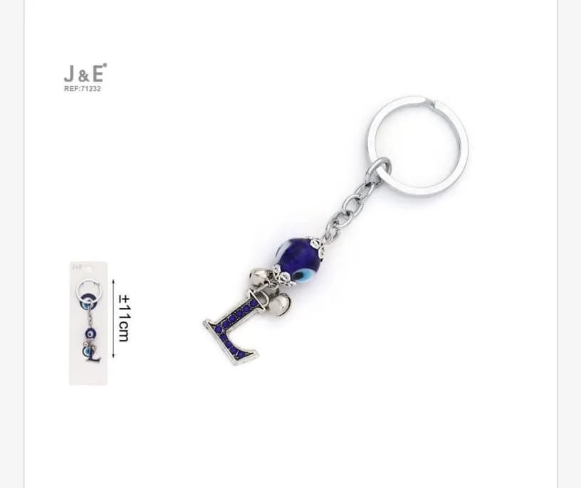 Brelok do kluczy z literą L i koralikiem 11 cm