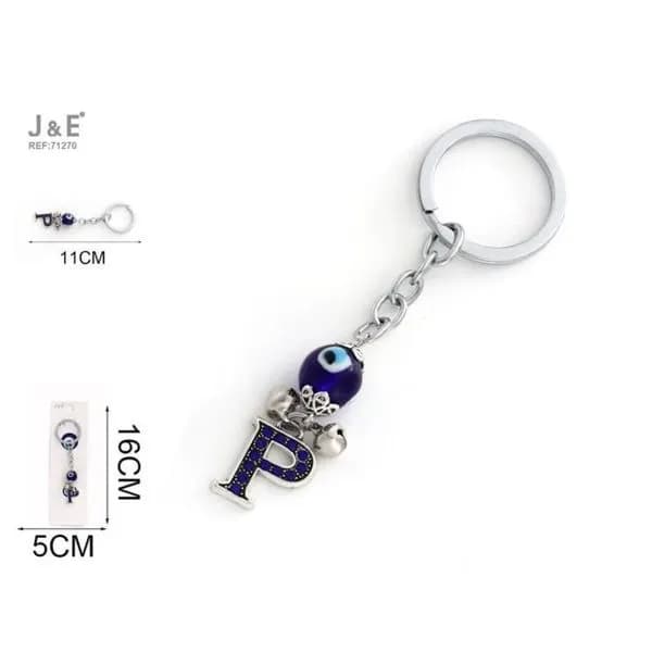 Brelok do kluczy z literą P i okiem nazoru 11cm