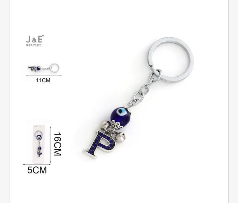 Brelok do kluczy z literą P i okiem nazoru 11cm