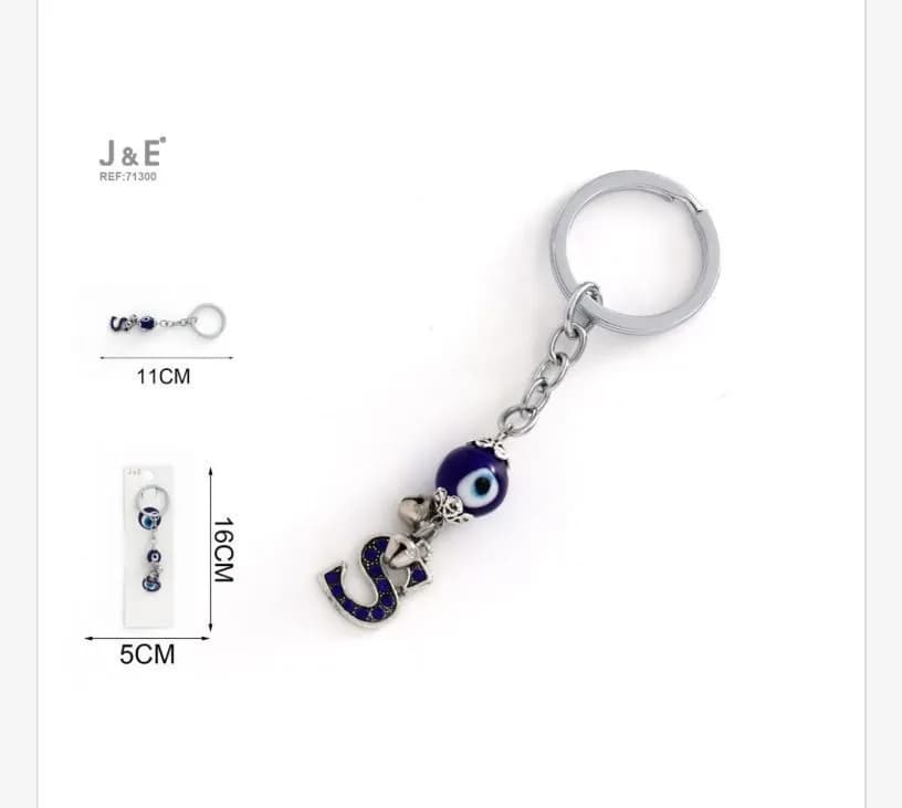 Brelok do kluczy z literą S i okiem 16 cm