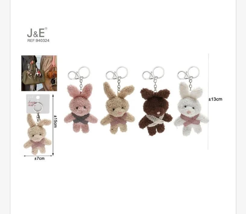Brelok Króliczek Pluszowy 7-13 cm 4 Kolory J&E