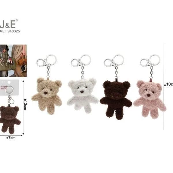 Brelok z pluszowym misiem J&E REF-9025, 10cm, 4 kolory