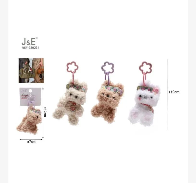 Brelok ZABAWKA Miś 10cm Brązowy/Biały/Różowy J&E