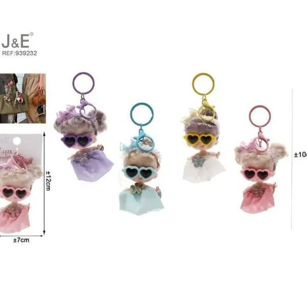 Brelok do kluczy JJ z laleczką 10 cm, 4 szt. mix kolorów