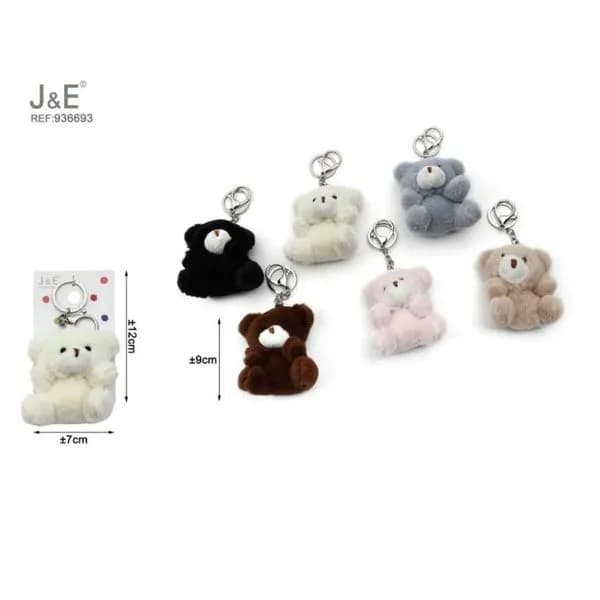 Brelok do kluczy z pluszowym misiem, 12 cm, mix kolorów