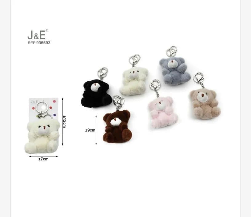 Brelok do kluczy z pluszowym misiem, 12 cm, mix kolorów