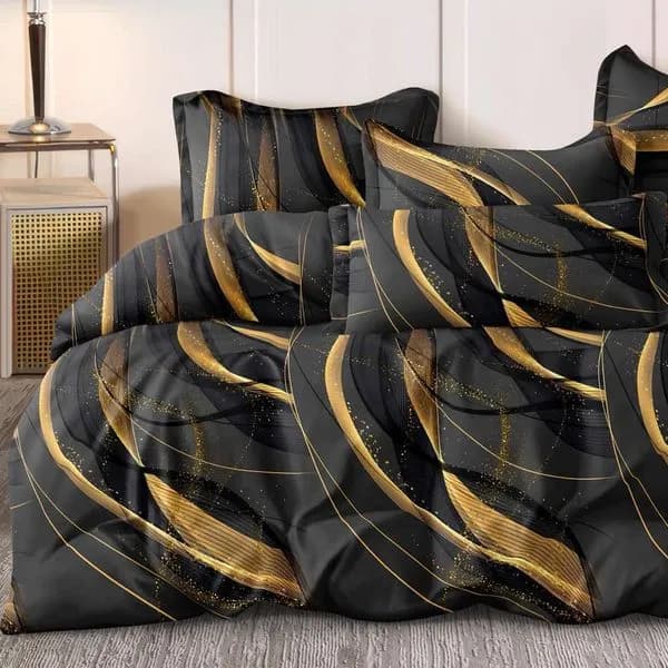 Komplet Pościeli 3D 3CZ 160/200 Czarno-złoty