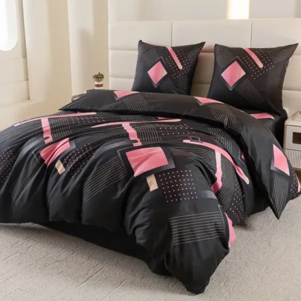 Komplet Pościeli 3D 3CZ 160/200 Czarno-Różowy