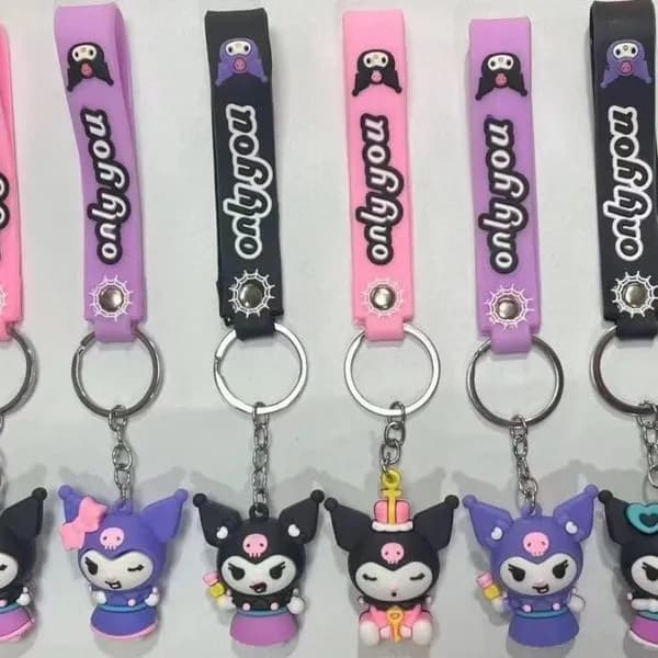 Brelok do Kluczy Kuromi z Silikonowym Paskiem 3D - 24 szt.