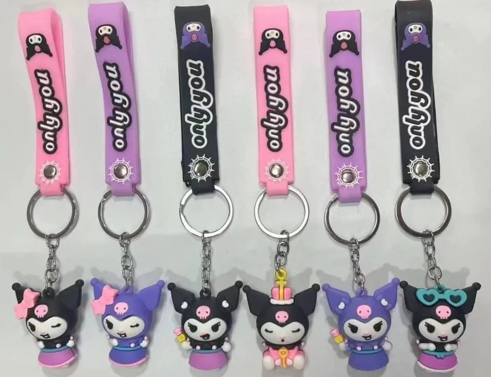 Brelok do Kluczy Kuromi z Silikonowym Paskiem 3D - 24 szt.